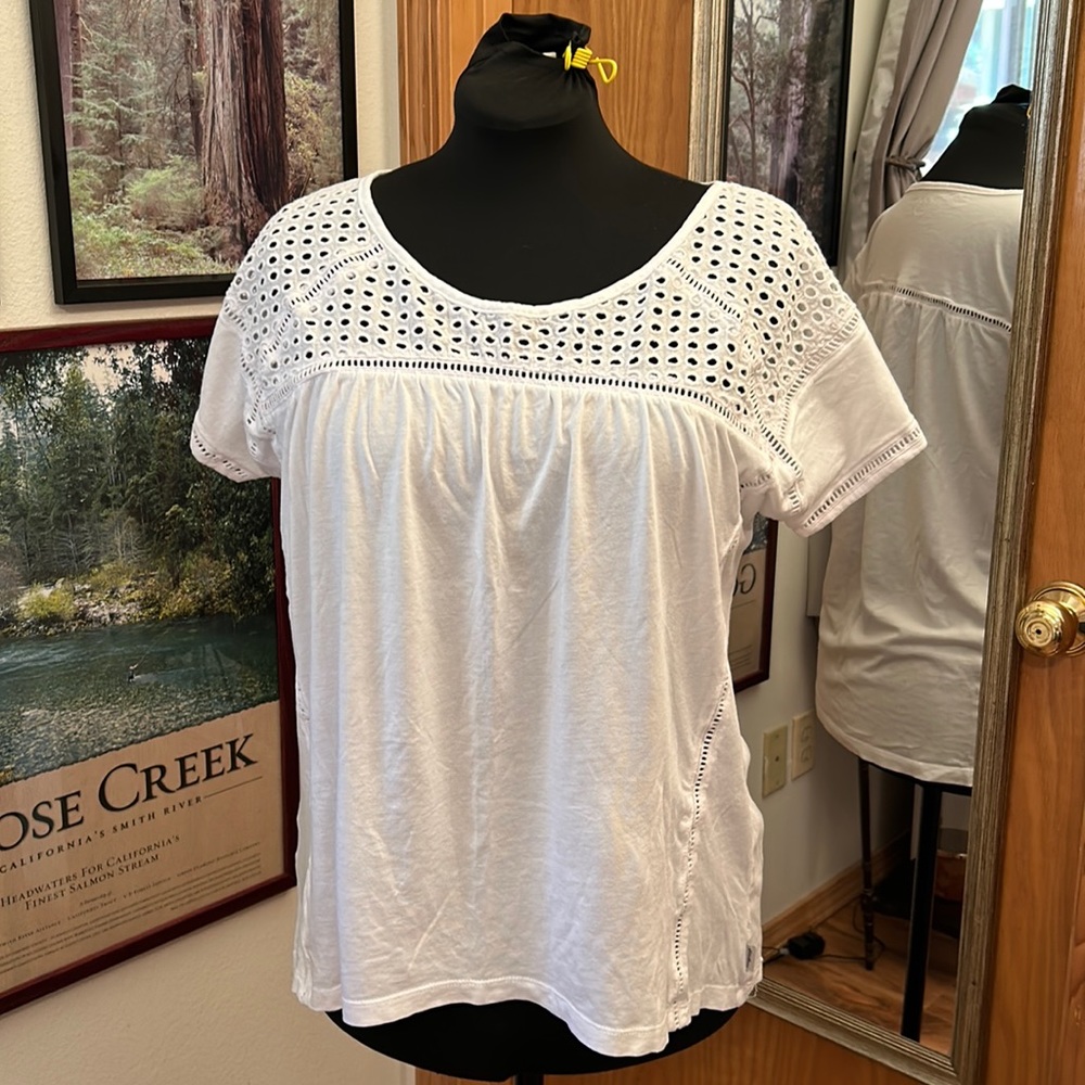 Eddie Bauer top, white eyelet, XL $15